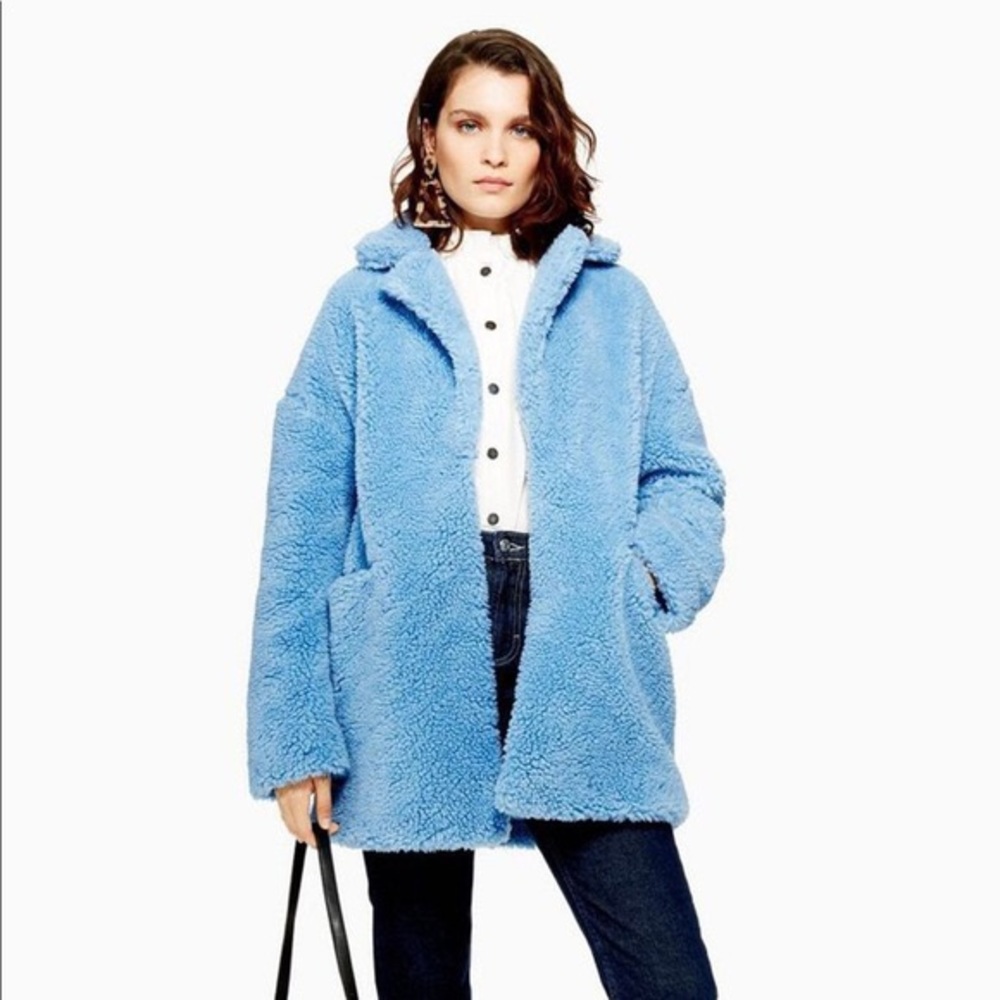 Top shop light blue teddy jacket